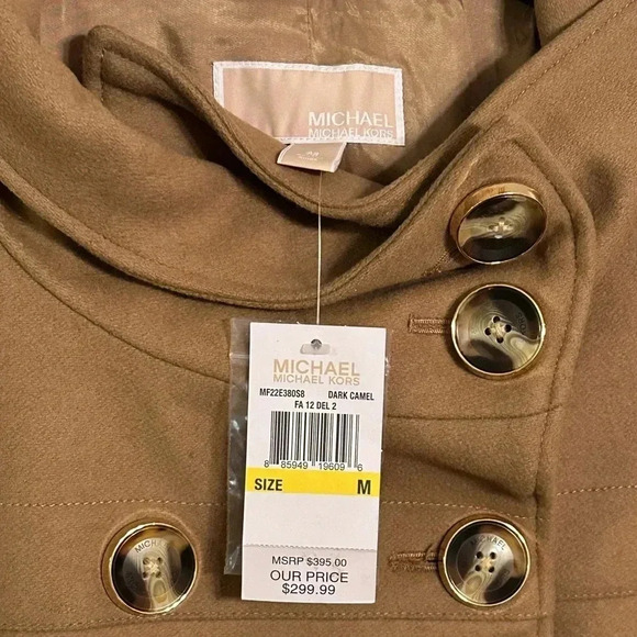 NWT $299 Michael Kors Designer Women’s Dark Camel Trench Coat Jacket Medium - Picture 2 of 15